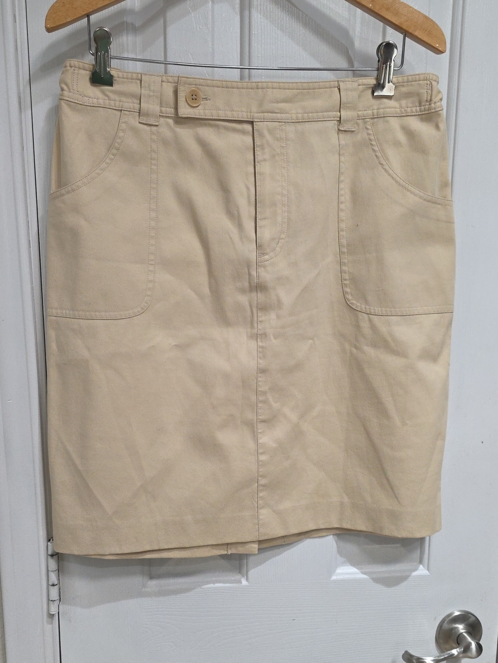 Lauren RL Vintage Cream Utility Pencil Skirt Size 14 (Runs Smaller